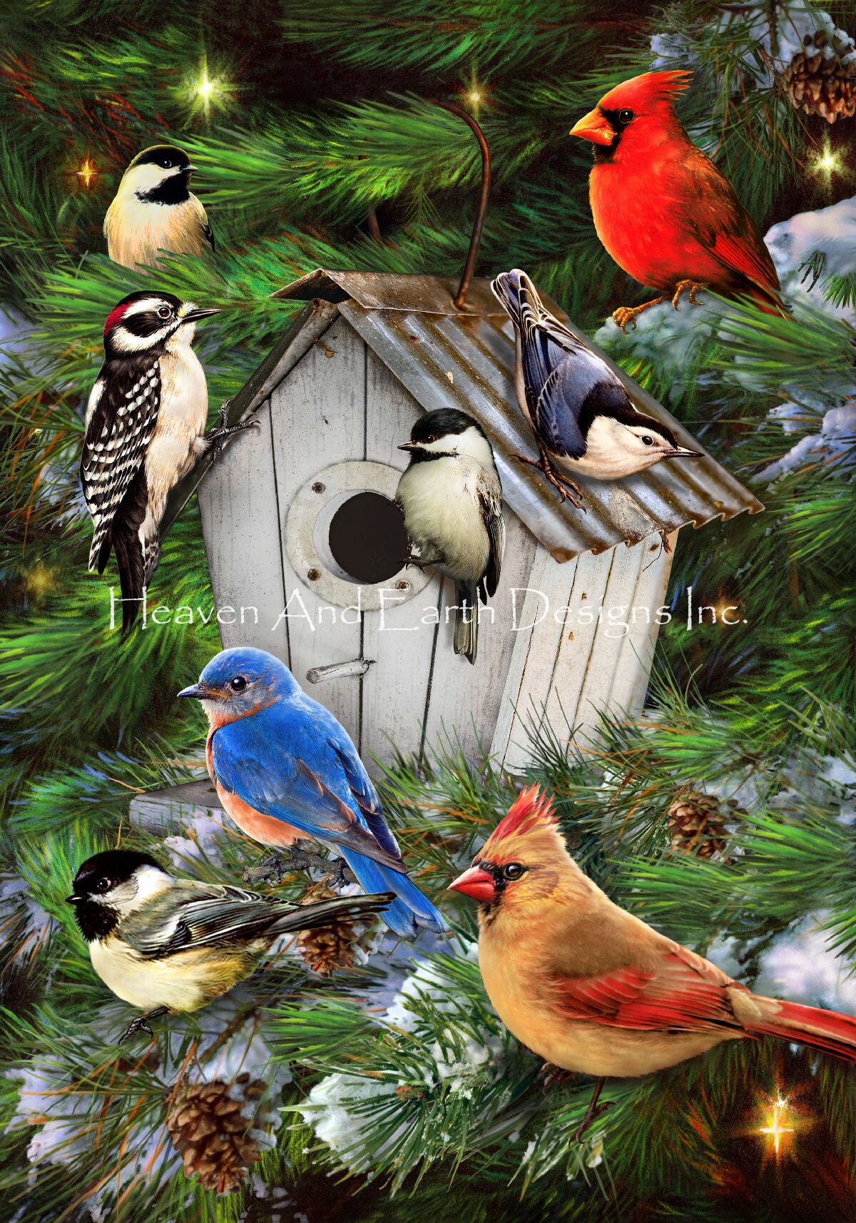 Mini Bird House & Pines 2 - Click Image to Close